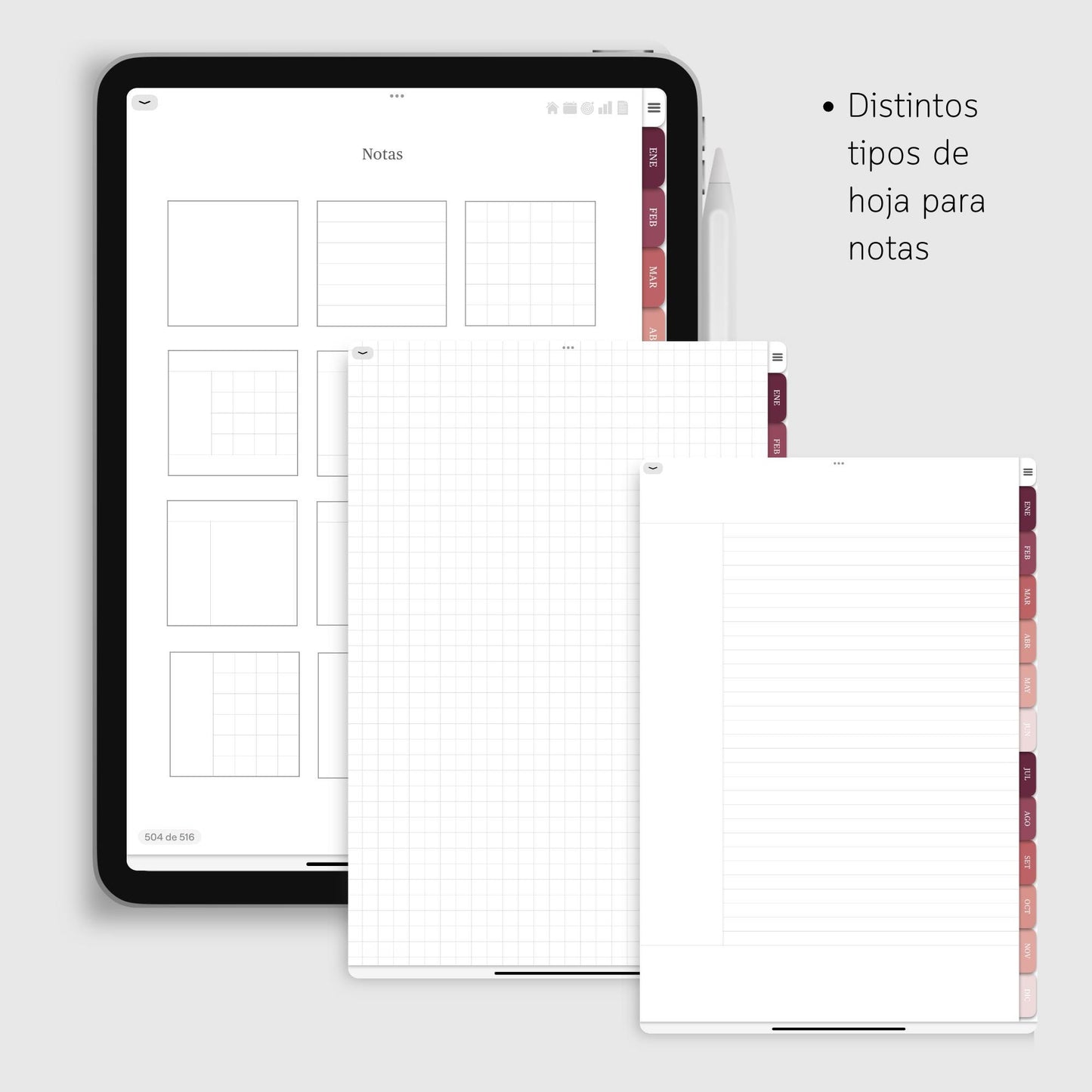 Agenda Digital 2025 Rosada con Links para iPad con MÁS de 500 STICKERS