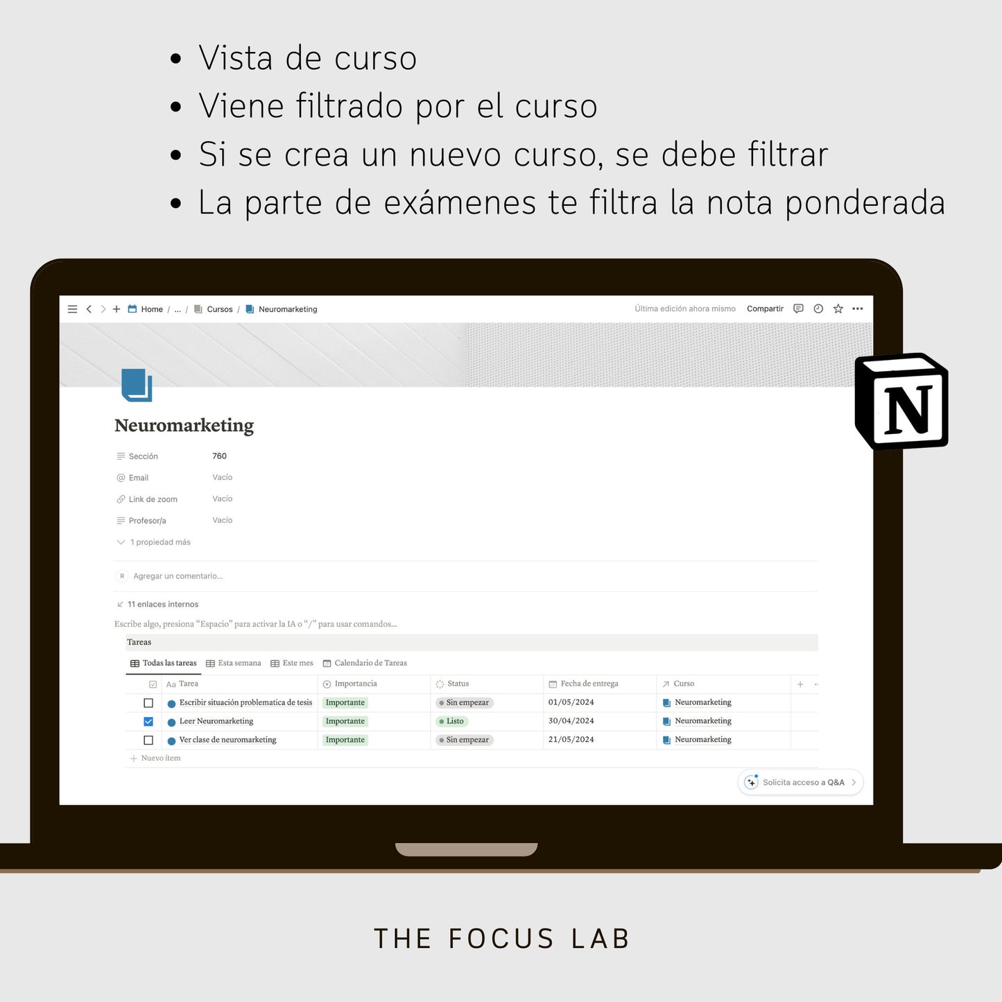 Universidad - Plantilla de Notion