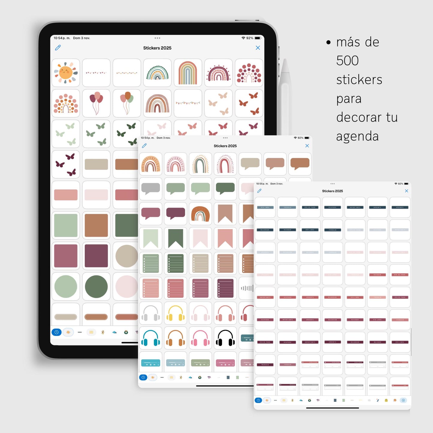 Agenda Digital 2025 Rosada con Links para iPad con MÁS de 500 STICKERS