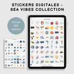 Stickers Digitales | Sea Vibes Collection | Pack de 220 unidades