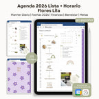 Agenda Digital Flores Lila 2026 Diaria