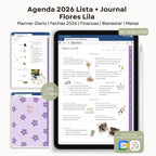 Agenda Digital Flores Lila 2026 Diaria
