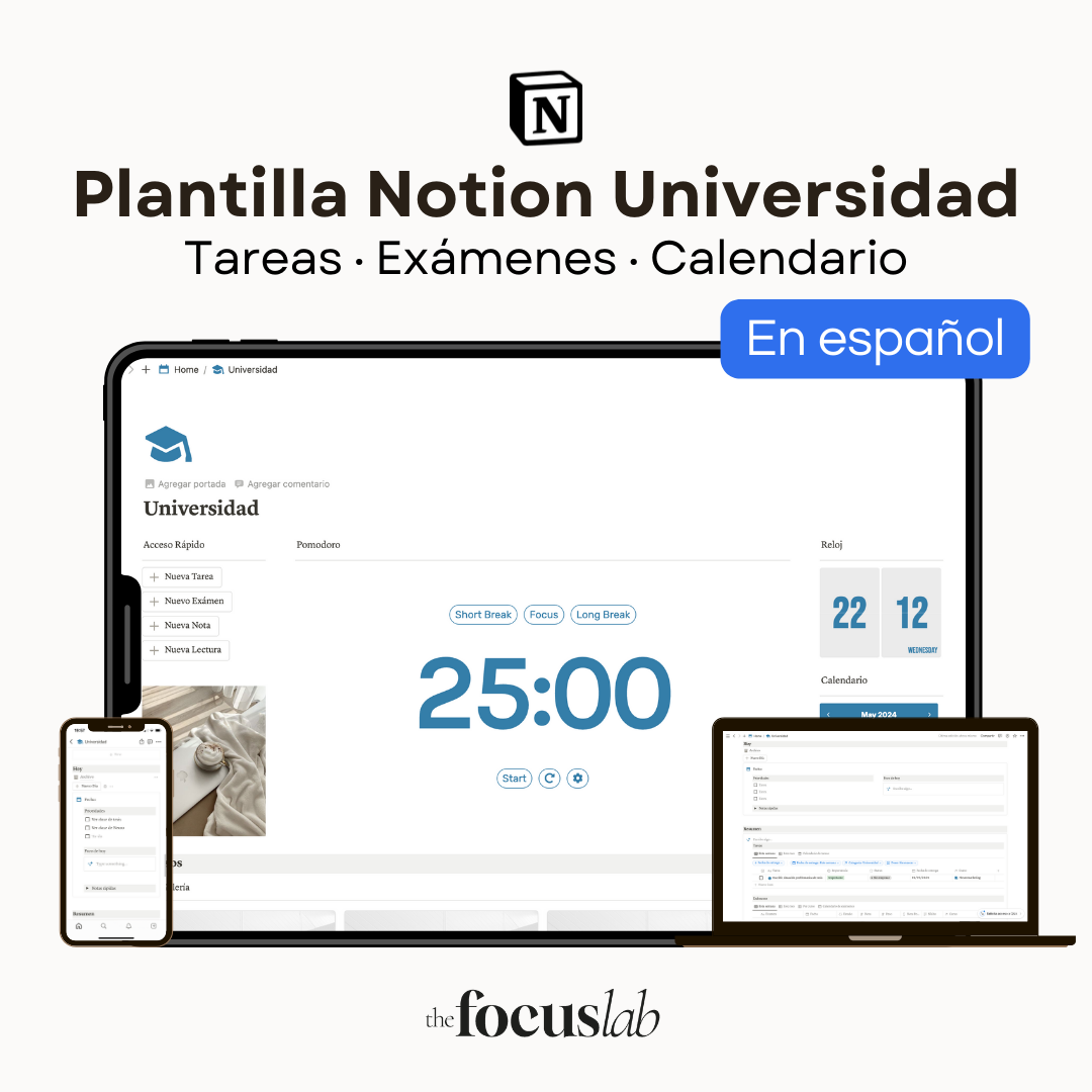 Universidad - Plantilla de Notion - Vista principal para iPad