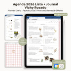 Agenda Digital Vichy Rosado 2026 Diaria - Página de hábitos y metas