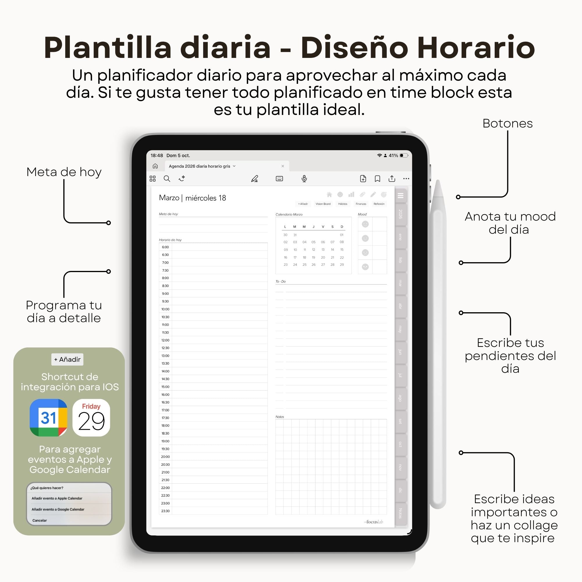 Agenda Digital Vichy Gris 2026 Diaria - Portada del planner digital
