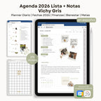 Agenda Digital Vichy Gris 2026 Diaria - Detalle de diseño