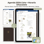 Agenda Digital Chocolate 2026 Diaria - Diseño de página mensual