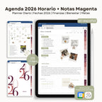 Agenda Digital Magenta 2026 Diaria - Vista interior de páginas