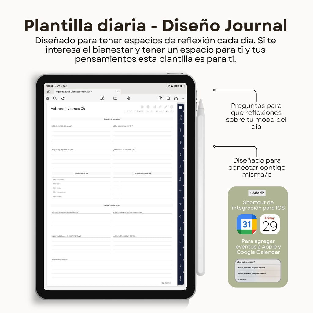Agenda Digital Azul 2026 Diaria