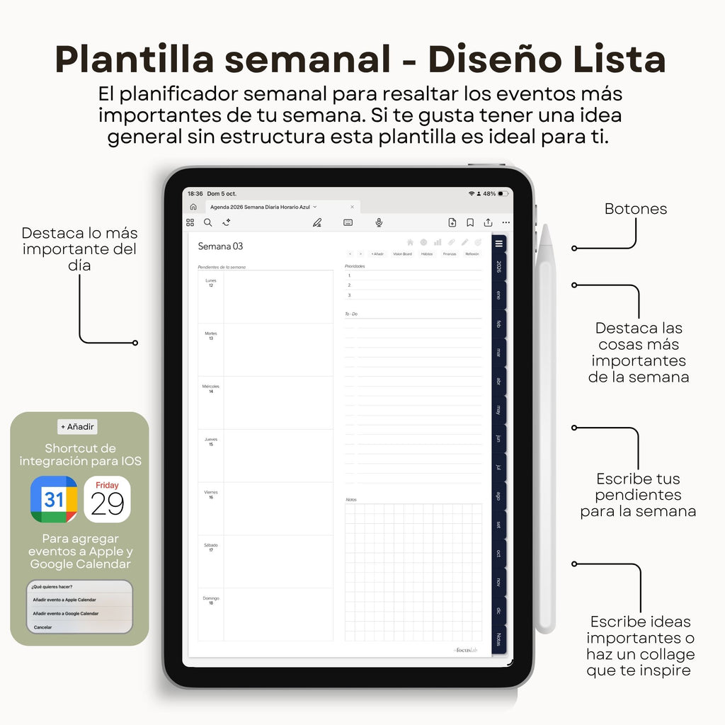 Agenda Digital Azul 2026 Diaria