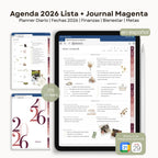 Agenda Digital Magenta 2026 Diaria - Página de hábitos y metas