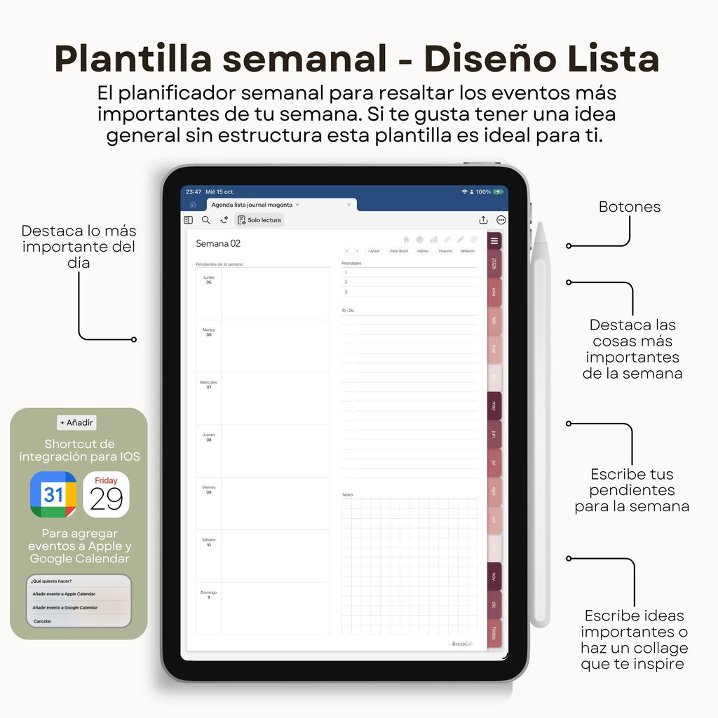 Agenda Digital Magenta 2026 Diaria - Vista de seguimiento