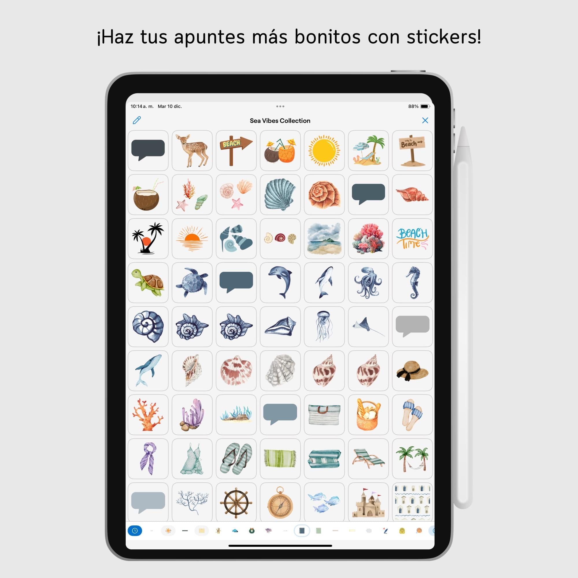 Stickers Digitales | Sea Vibes Collection | Pack de 220 unidades - Diseño de página semanal