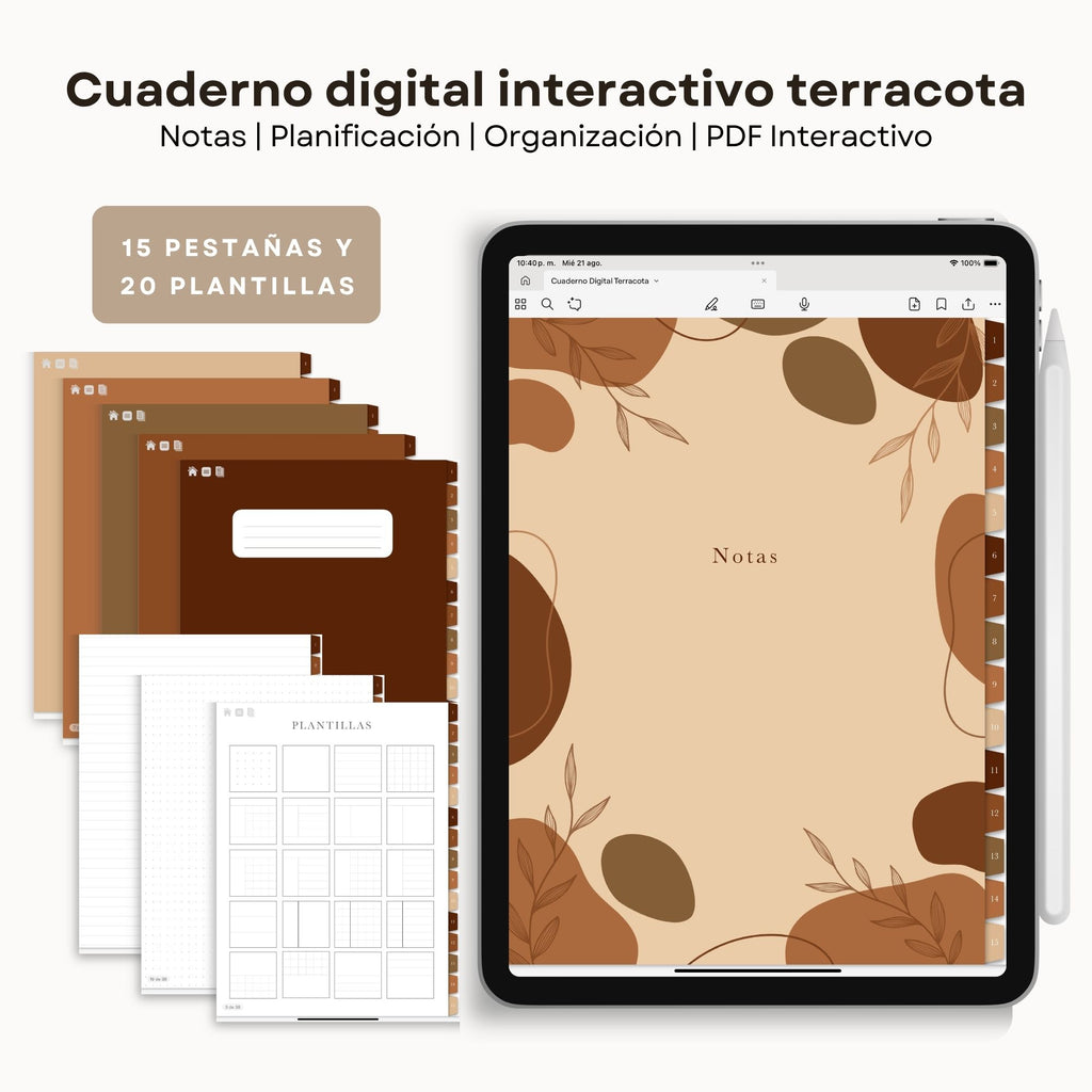 Cuaderno de Notas Digital Interactivo Terracota - Vista principal para iPad