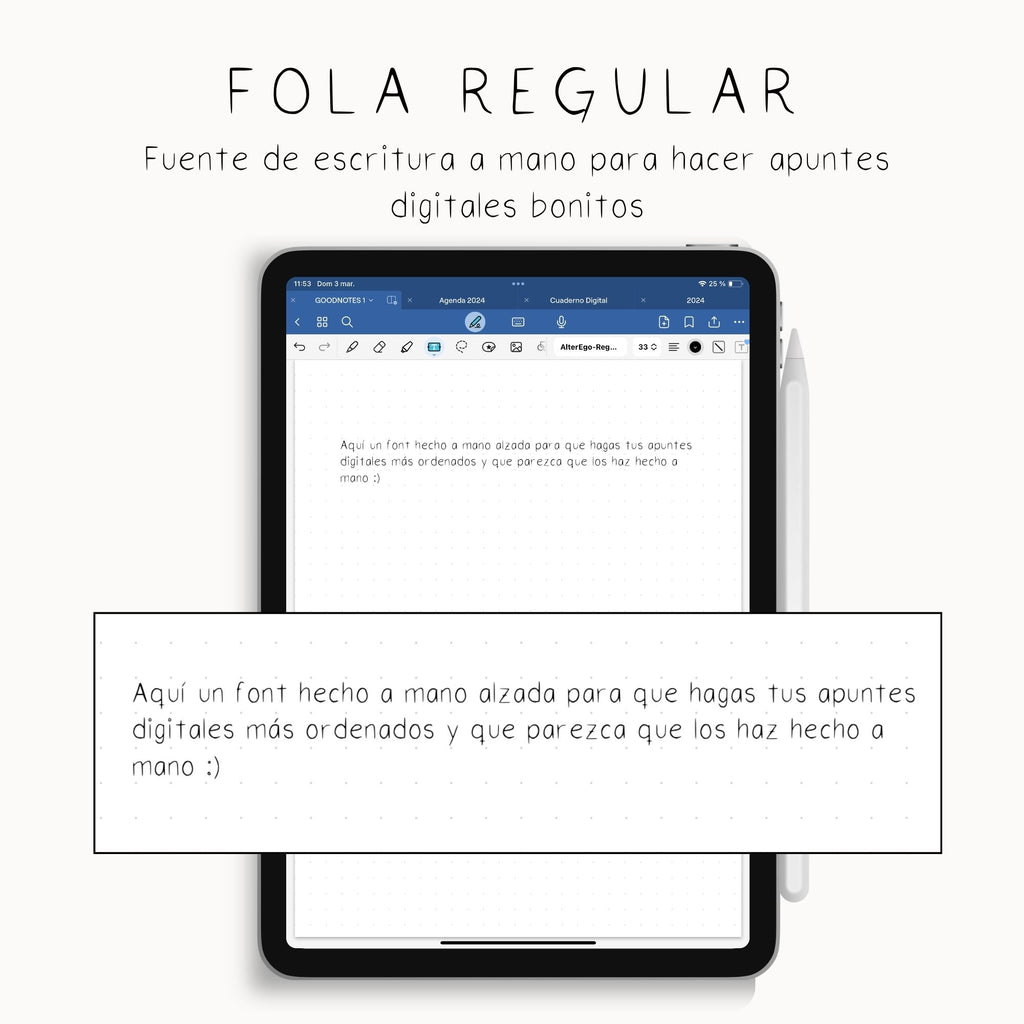Fuente estilo hecho a mano - Fola Regular - Vista principal para iPad