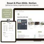 Reset & Plan 2026 - Plantilla de Notion - Vista principal para iPad