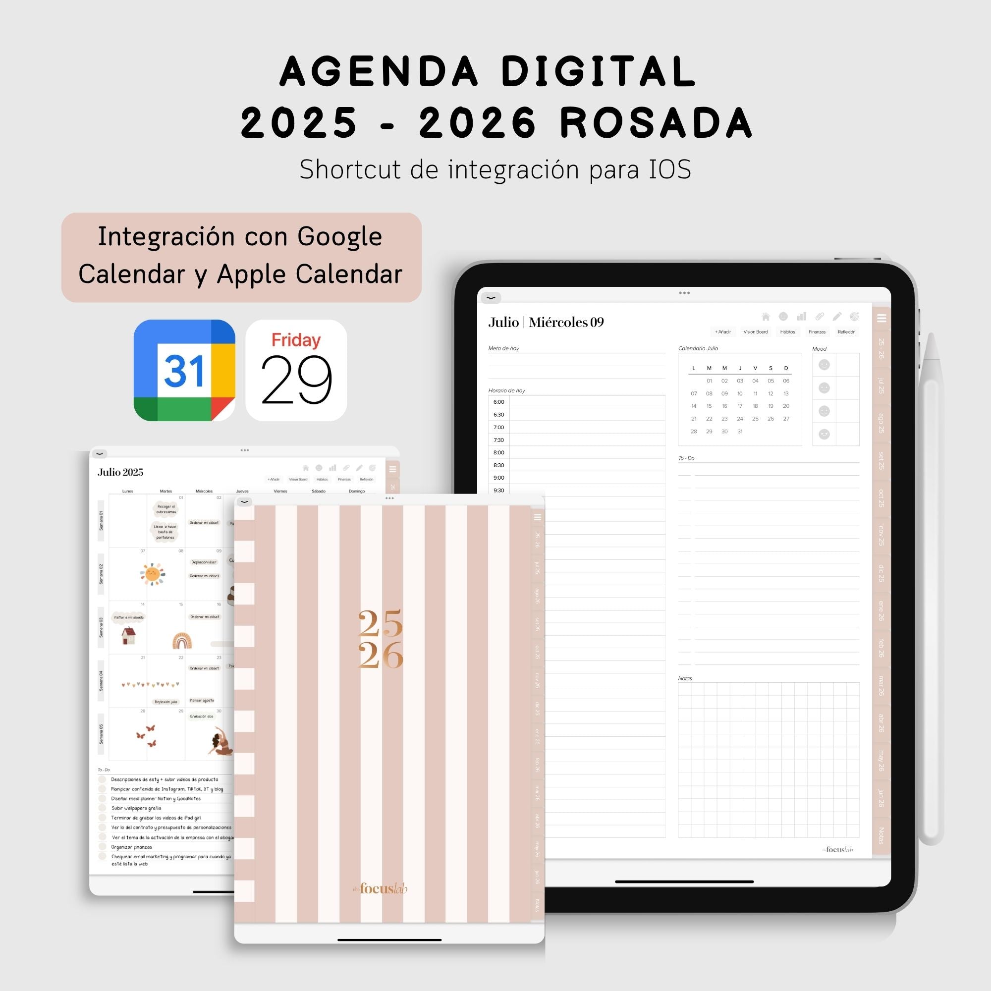 Agenda Digital Rosa 2025-2026 - Vista principal para iPad