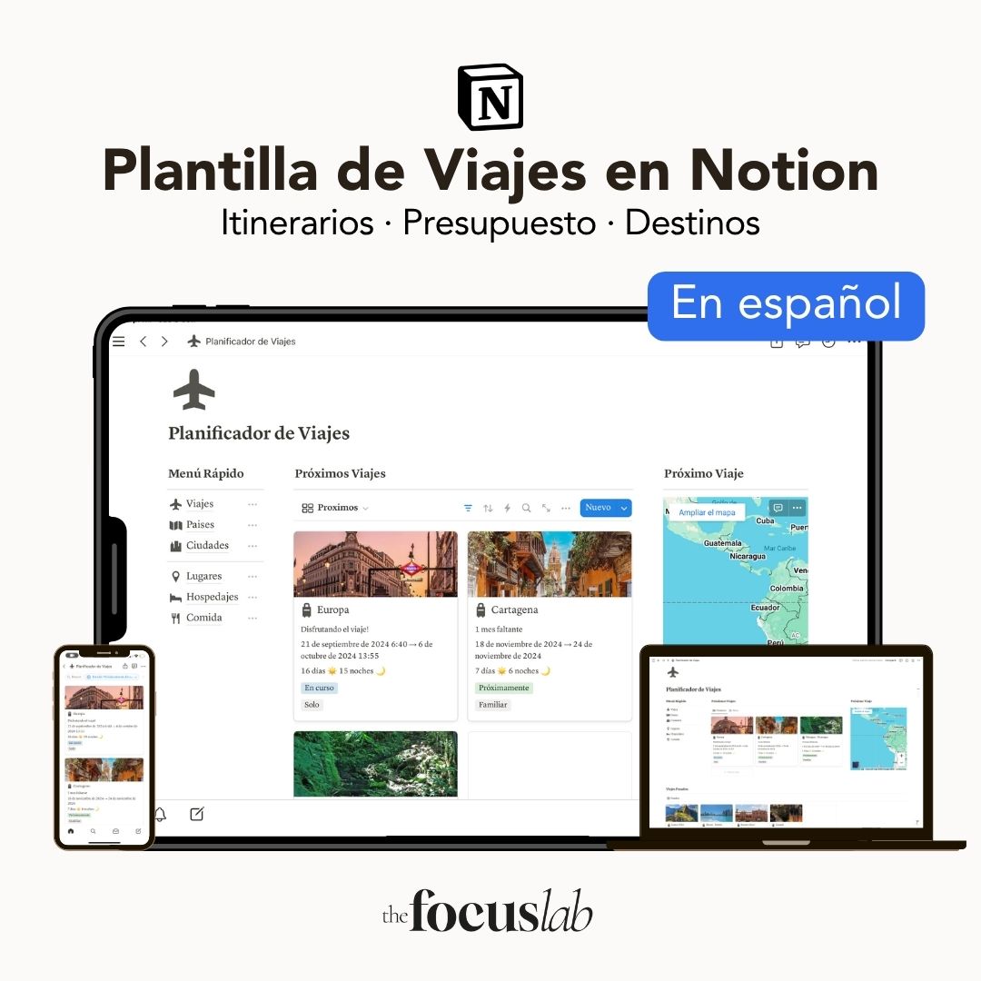Planificador de Viajes Notion | Plantilla Digital Interactiva - Vista principal para iPad