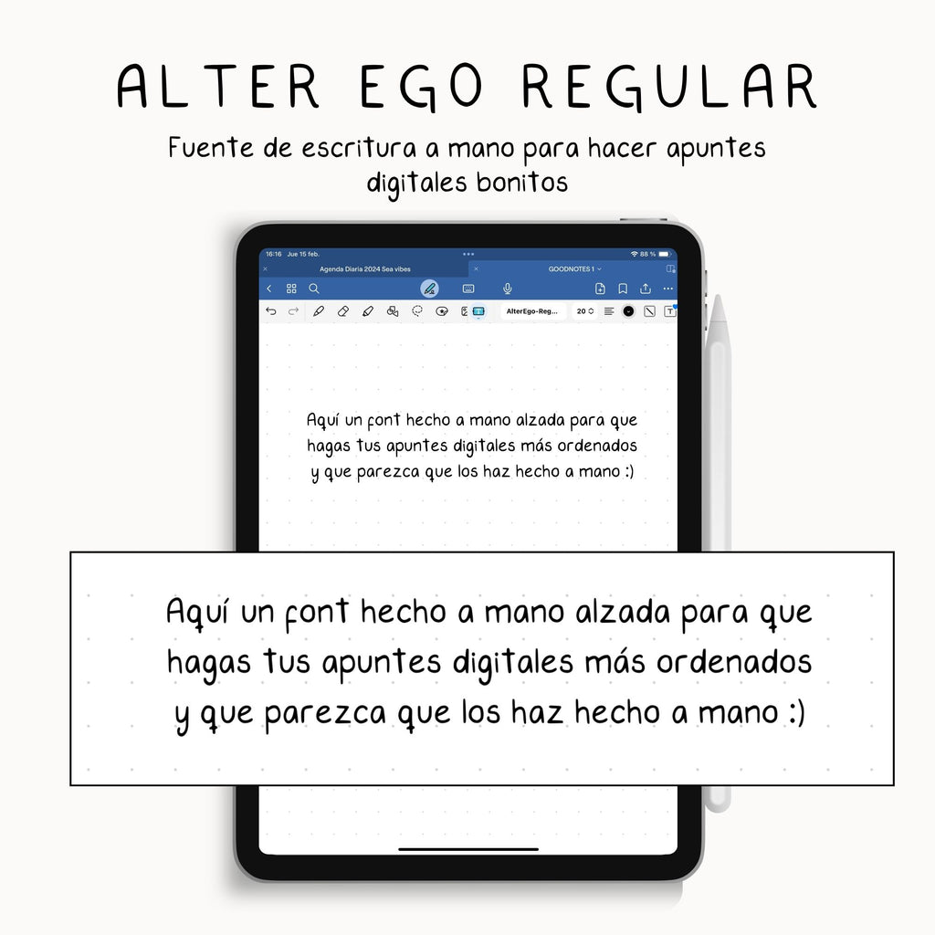 Fuente Manuscrita Realista - Alter Ego Regular - Vista principal para iPad