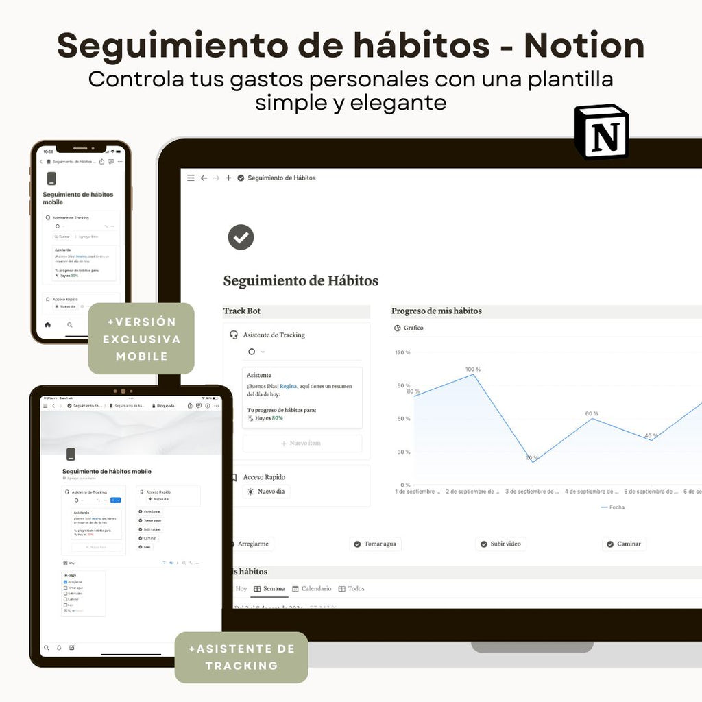 Seguimiento de Hábitos en Notion | Habit Tracker Digital - Vista principal para iPad