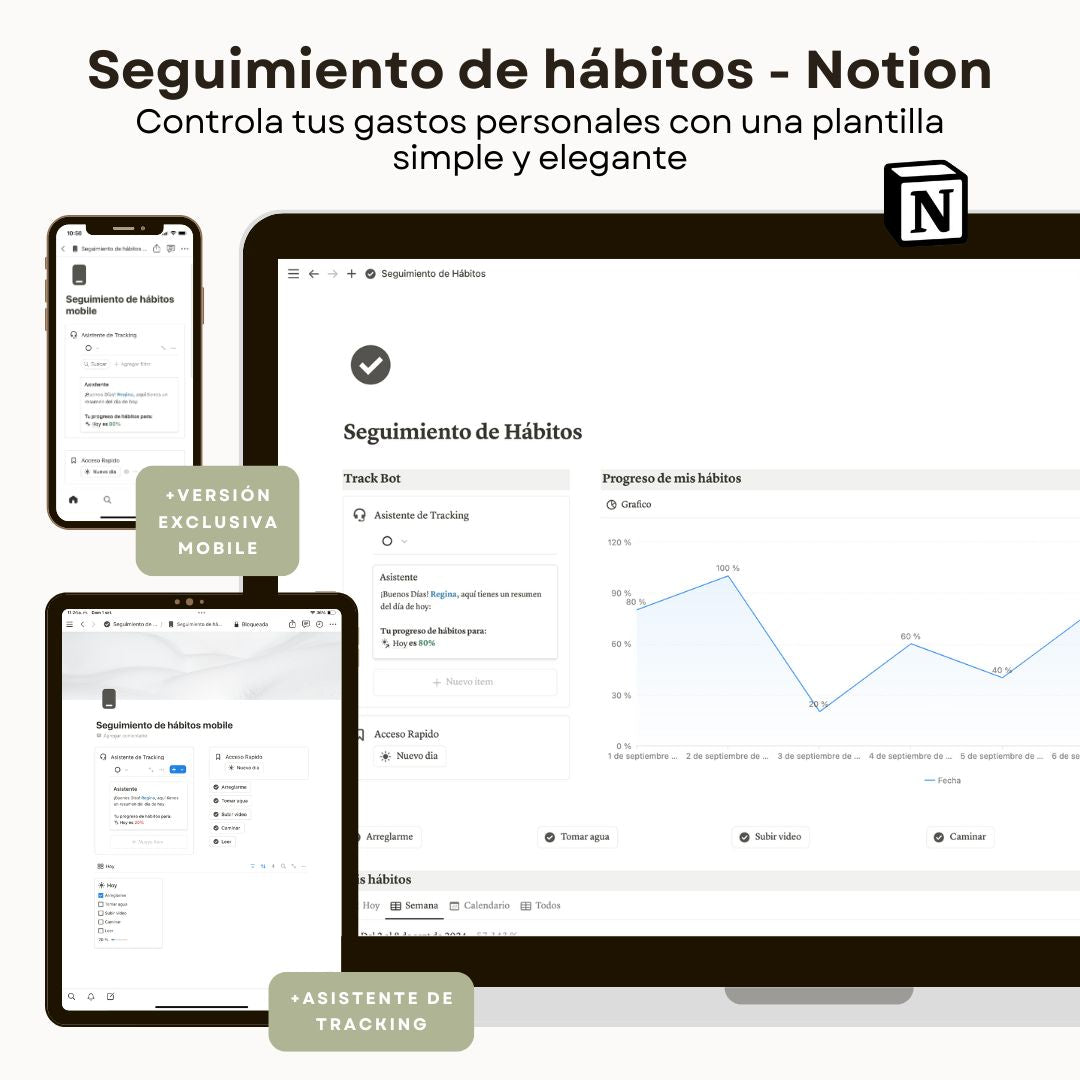Seguimiento de Hábitos en Notion | Habit Tracker Digital - Vista principal para iPad
