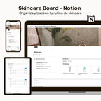 Skincare Board en Notion | Plantilla Digital para Rutina de Cuidado de Piel - Vista principal para iPad
