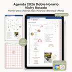 Agenda Digital Vichy Rosado 2026 Diaria - Vista principal para iPad