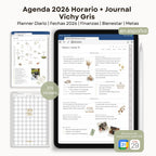 Agenda Digital Vichy Gris 2026 Diaria - Diseño de página semanal