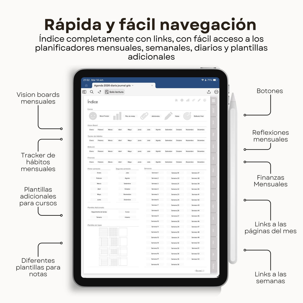 Agenda Digital Vichy Gris 2026 Diaria