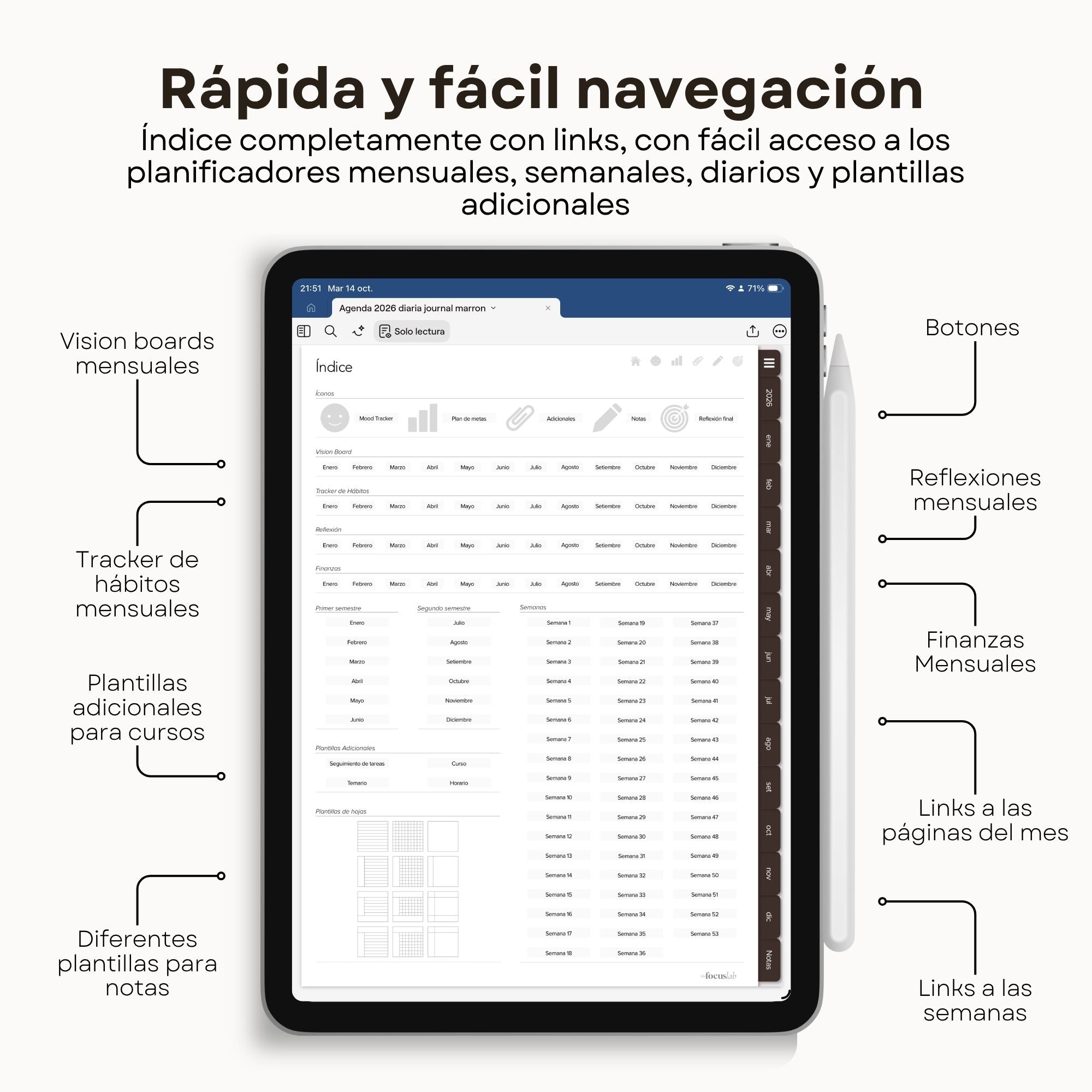 Agenda Digital Chocolate 2026 Diaria - Ejemplo de uso en GoodNotes