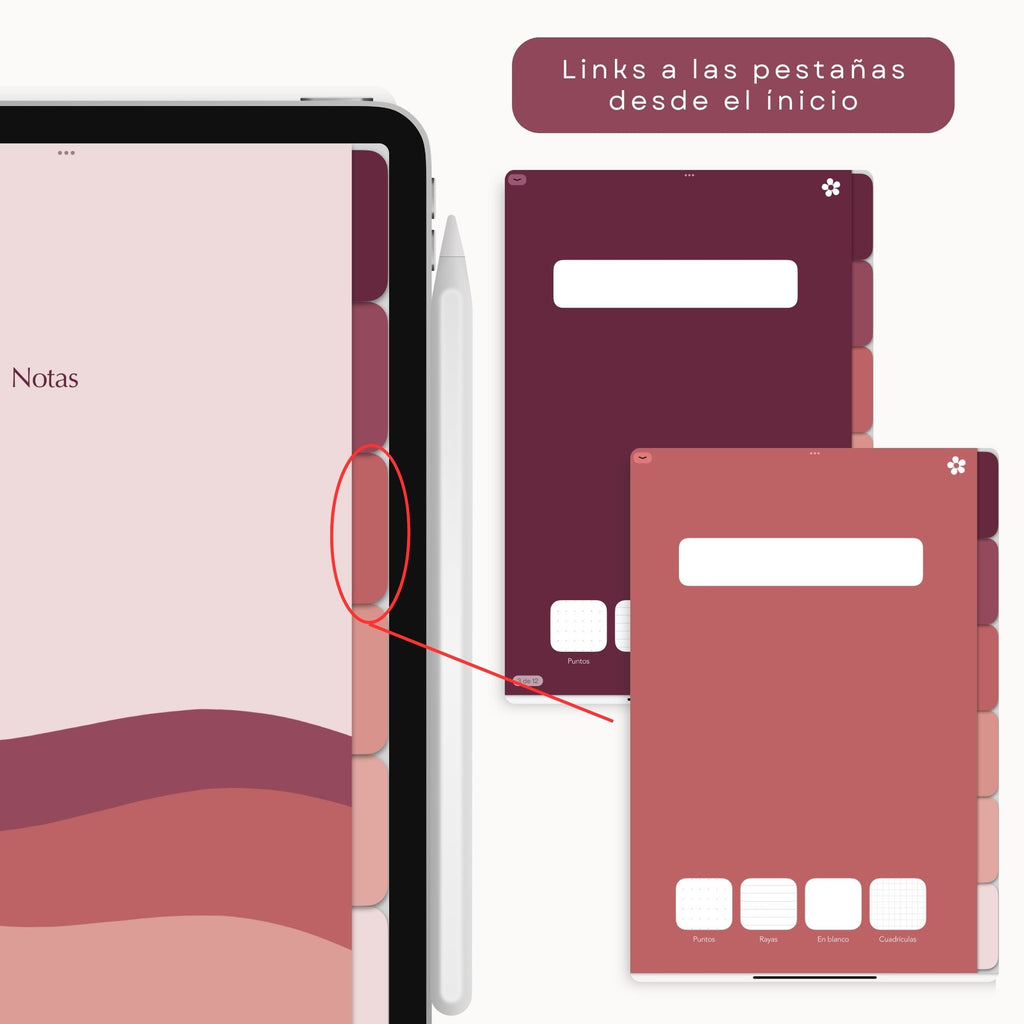Cuaderno de Notas Digital Rosado | PDF interactivo - Vista interior de páginas