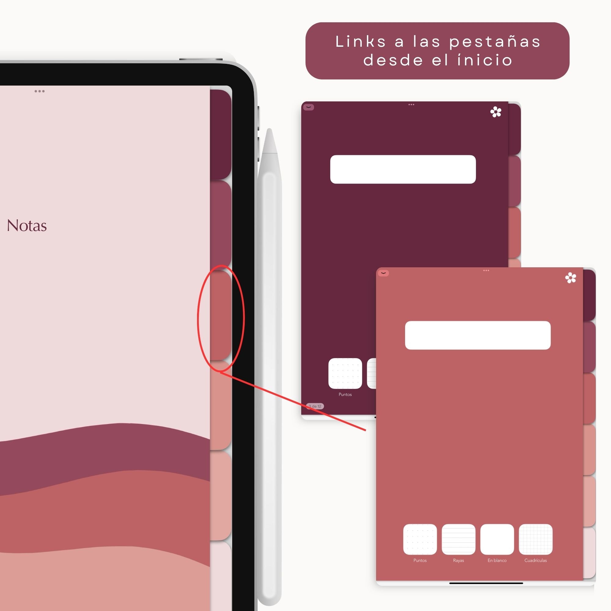 Cuaderno de Notas Digital Rosado | PDF interactivo - Vista interior de páginas