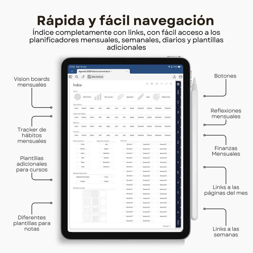 Agenda Digital Azul 2026 Diaria