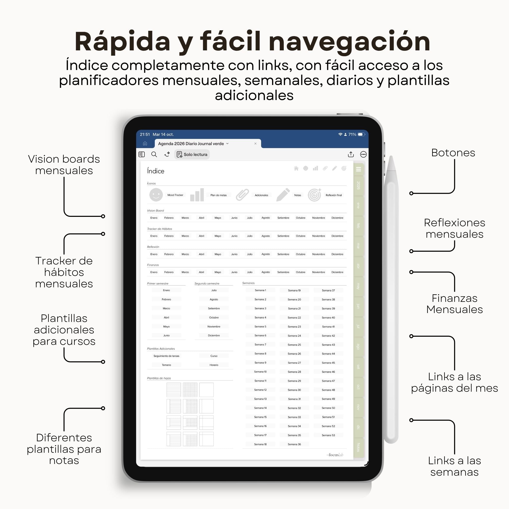 Agenda Digital Vichy Matcha 2026 Diaria - Ejemplo de uso en GoodNotes