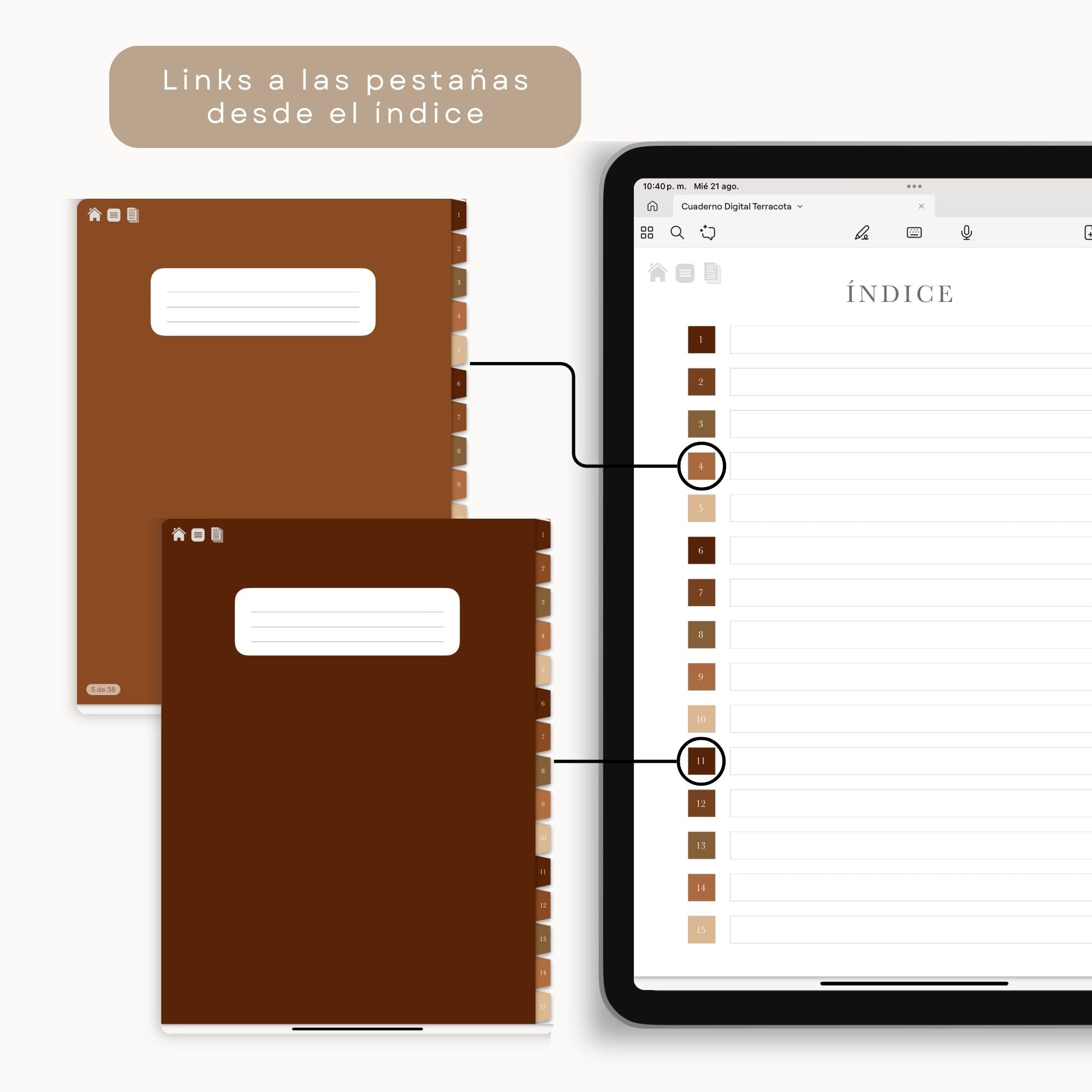 Cuaderno de Notas Digital Interactivo Terracota - Vista interior de páginas
