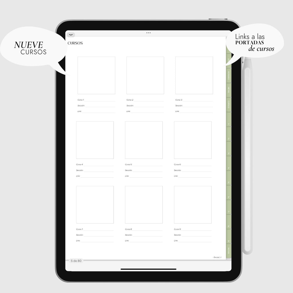 Cuaderno Digital Universidad | UPlanner Matcha | Stickers