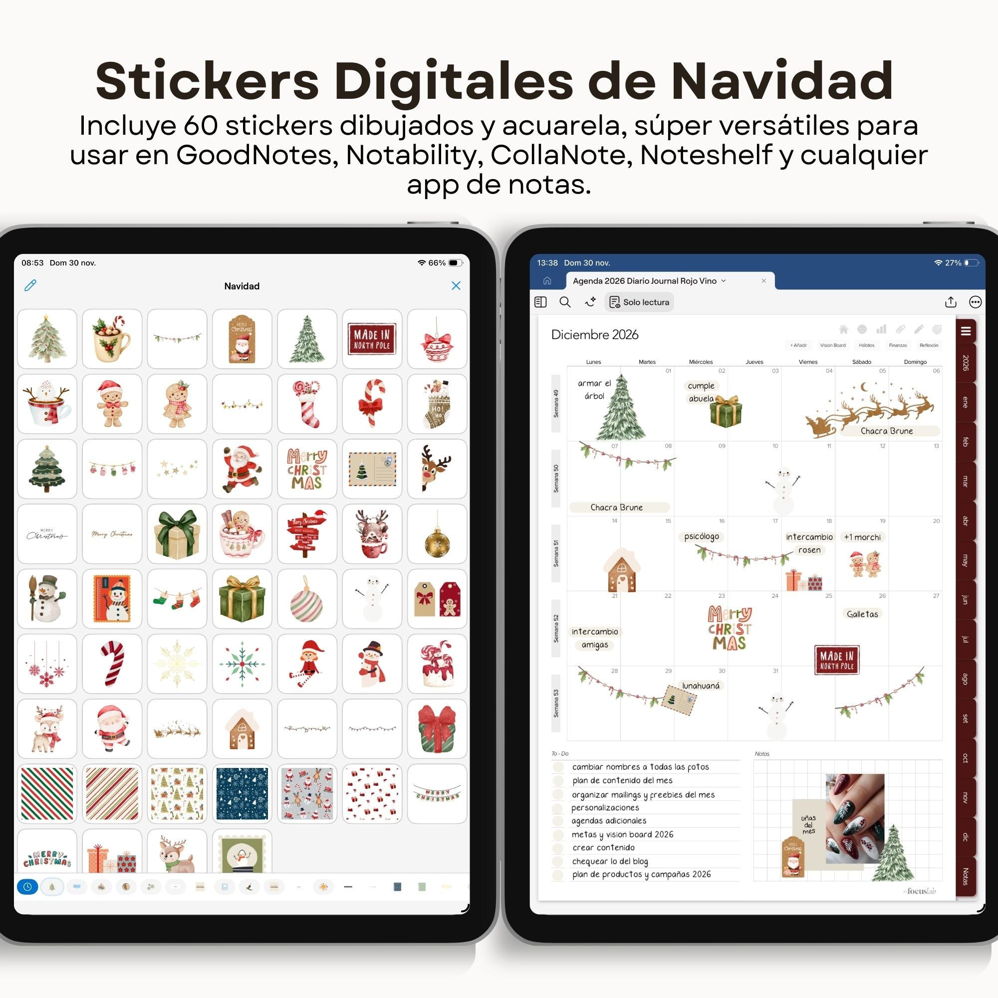 Stickers Digitales | Navidad Collection | Pack de 60 unidades - Diseño de página semanal