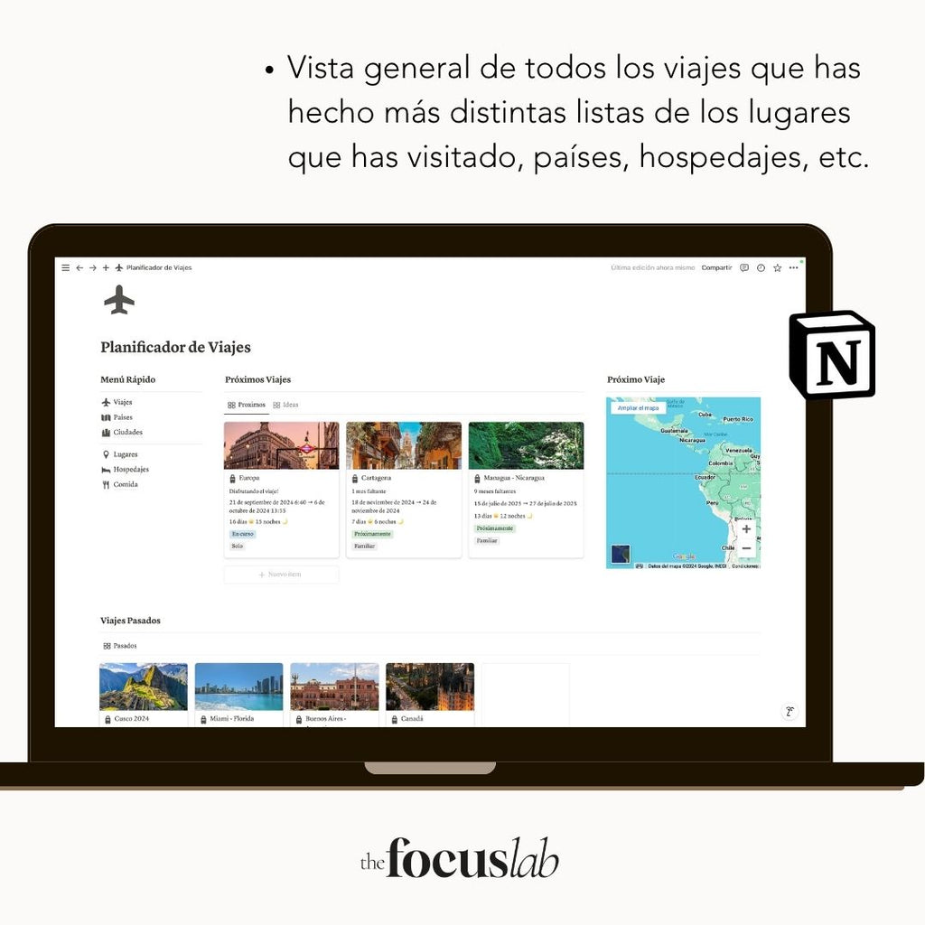 Planificador de Viajes Notion | Plantilla Digital Interactiva - Diseño de página semanal