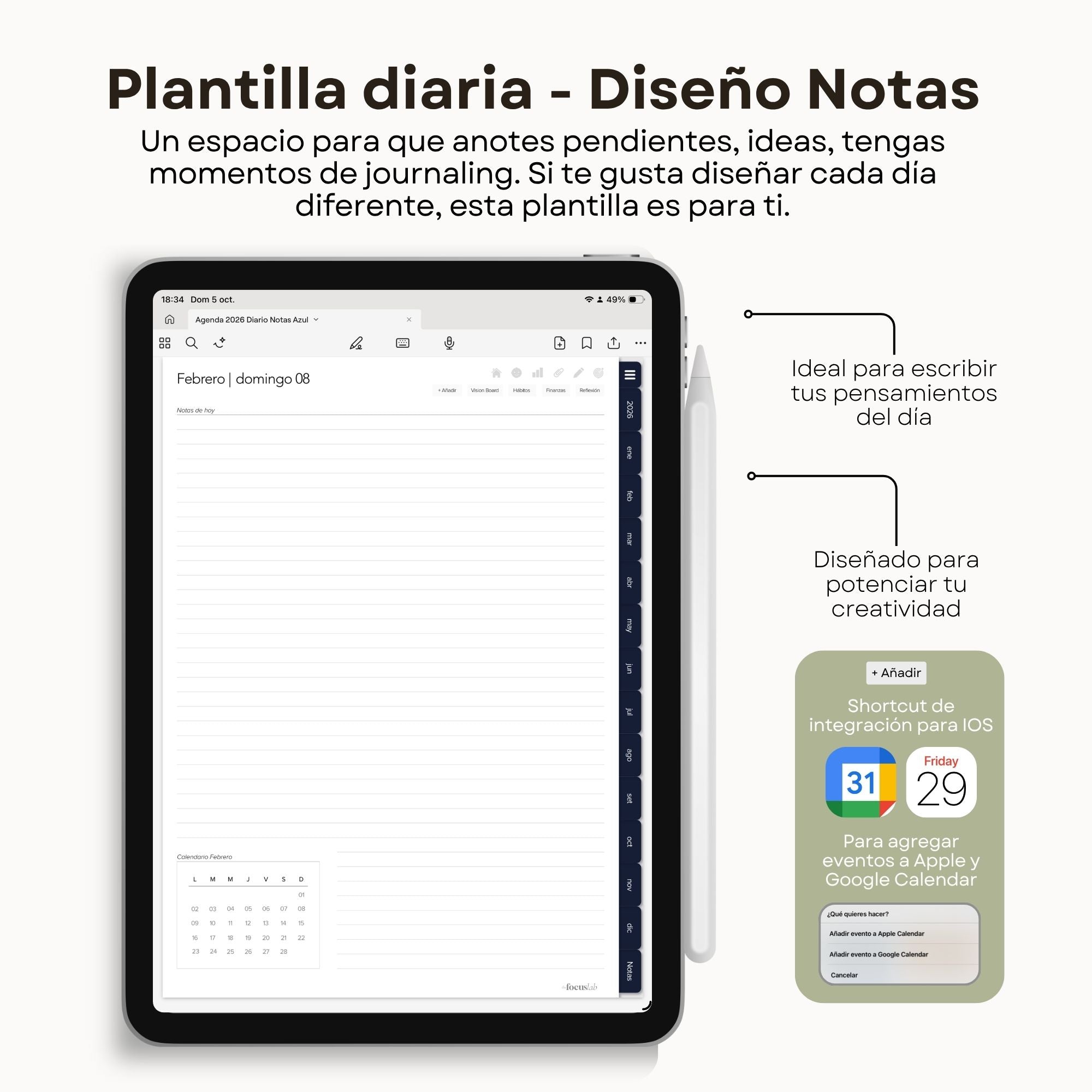 Agenda Digital Azul 2026 Diaria