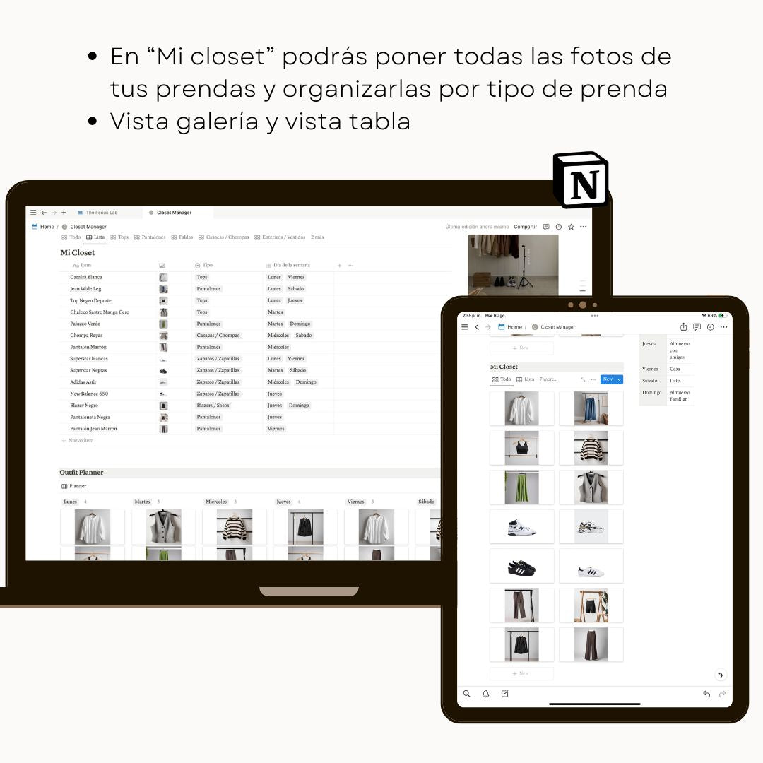 Closet Manager en Notion