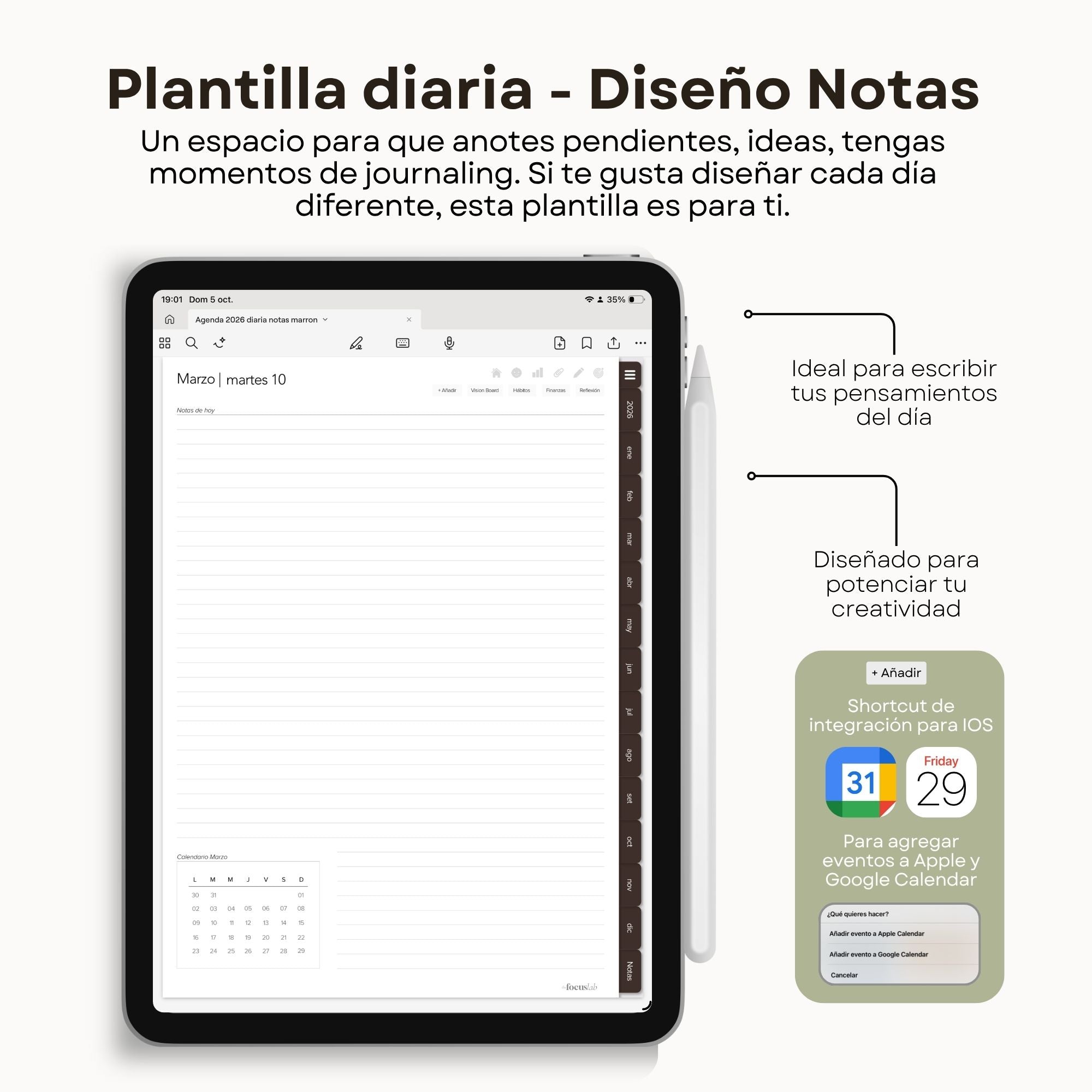 Agenda Digital Chocolate 2026 Diaria - Páginas adicionales
