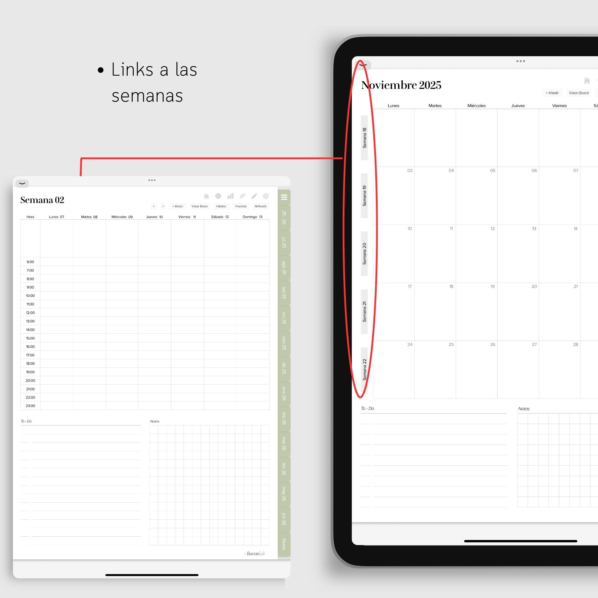 Agenda Digital Matcha 2025-2026 - Diseño de página semanal