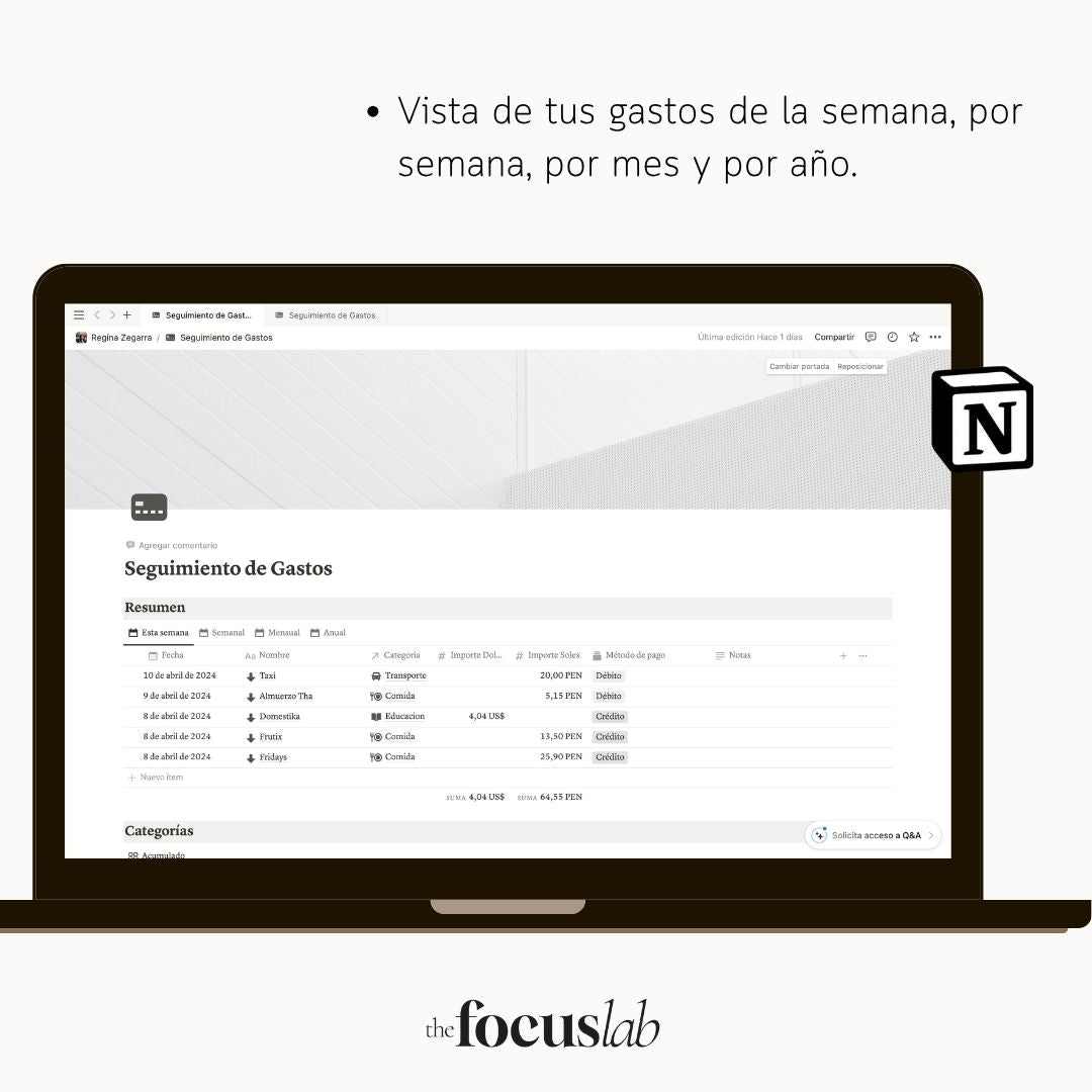 Seguimiento de Gastos | Plantilla de Notion