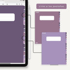 Cuaderno de Notas Digital Interactivo Morado - Diseño de página semanal