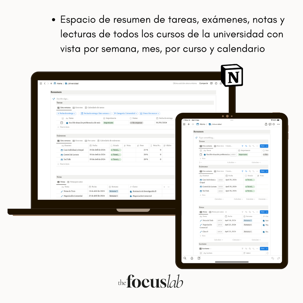 Universidad - Plantilla de Notion - Detalle de diseño