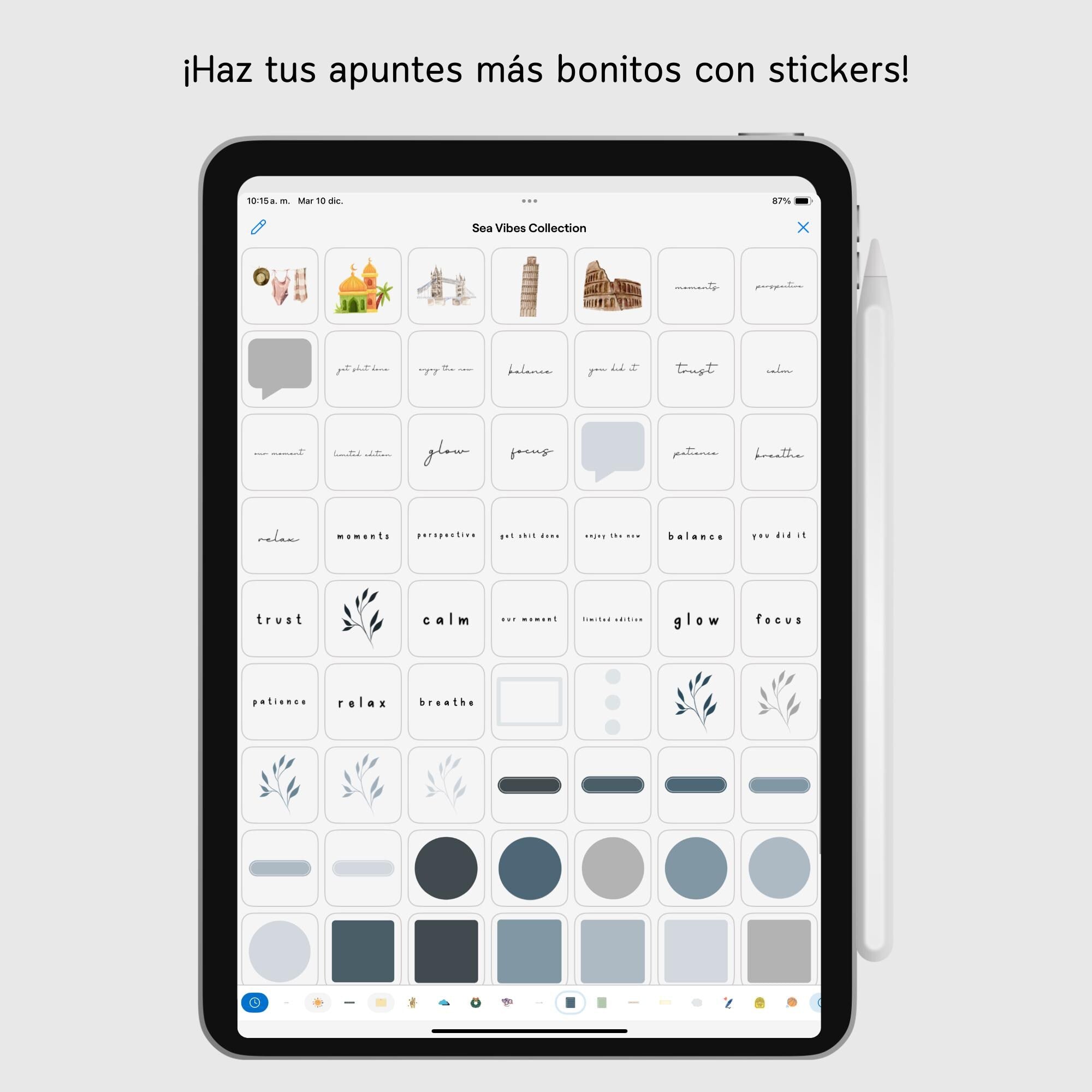 Stickers Digitales | Sea Vibes Collection | Pack de 220 unidades - Detalle de diseño