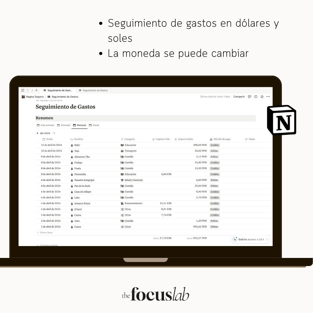 Seguimiento de Gastos | Plantilla de Notion