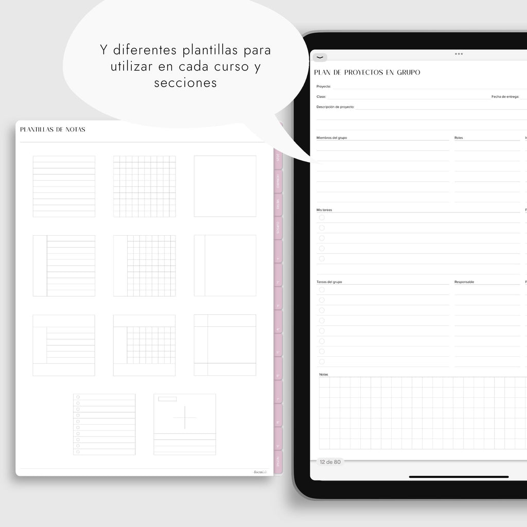 Cuaderno Digital Universidad | UPlanner rosado | Stickers
