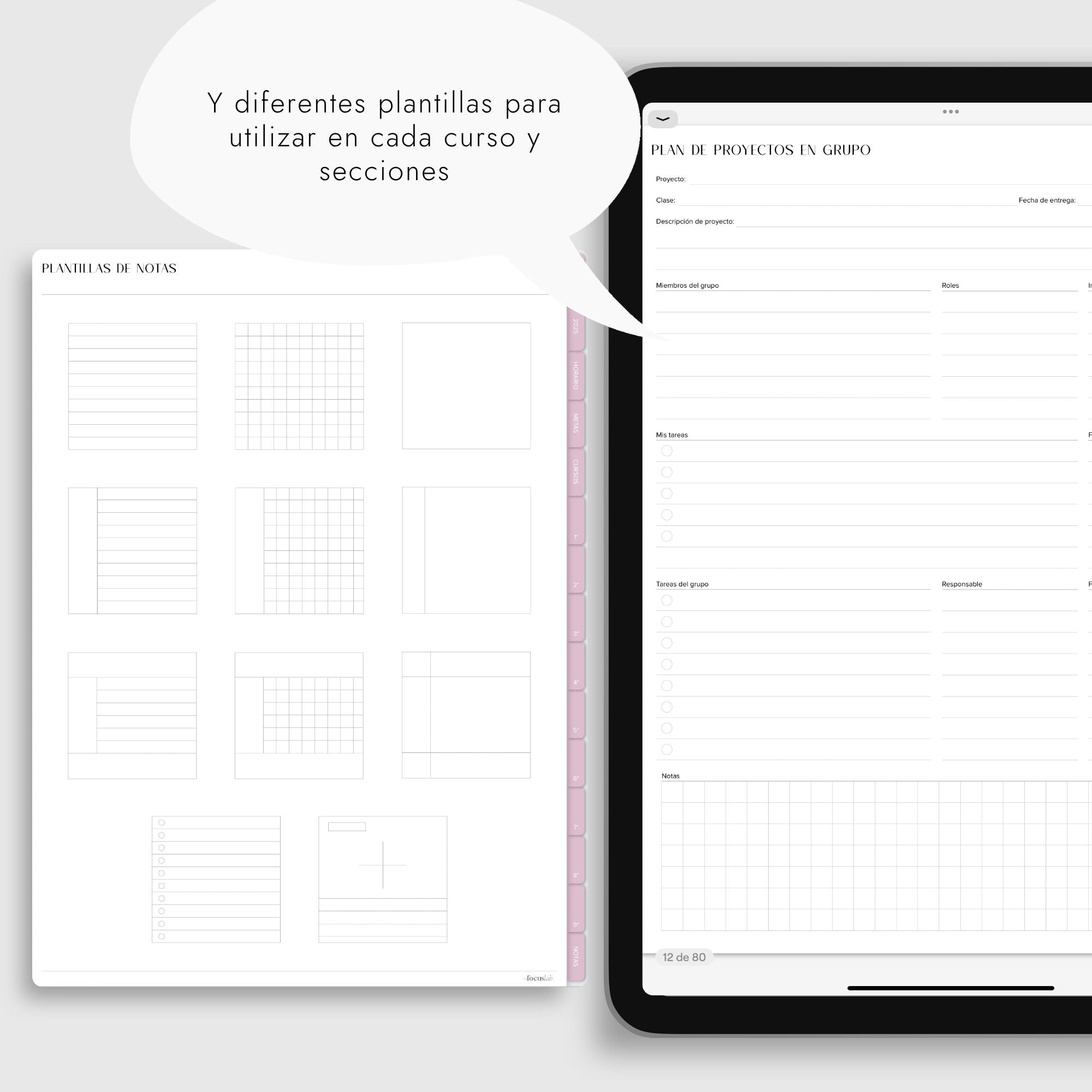 Cuaderno Digital Universidad | UPlanner rosado | Stickers