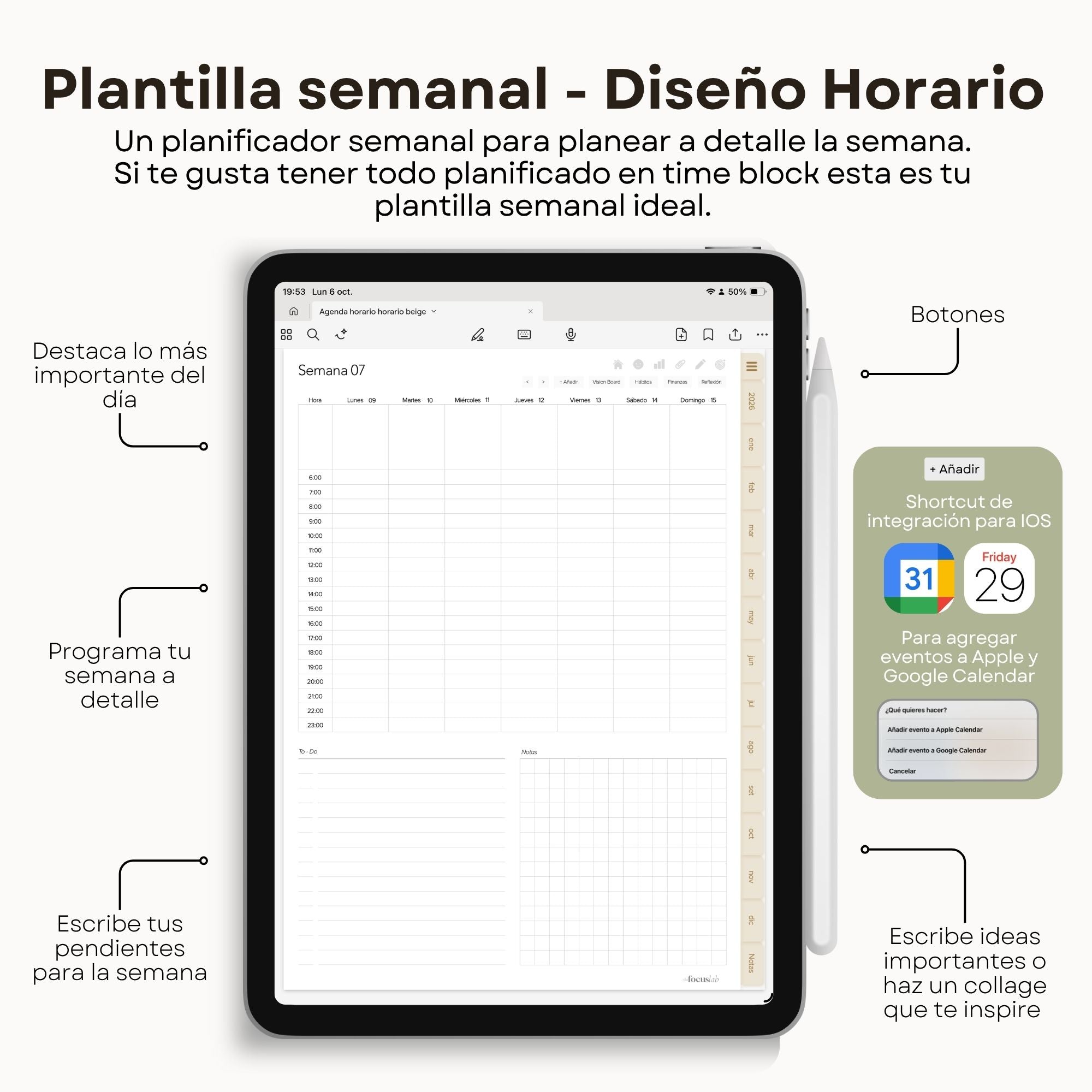 Agenda Digital Beige 2026 Diaria - Vista de seguimiento